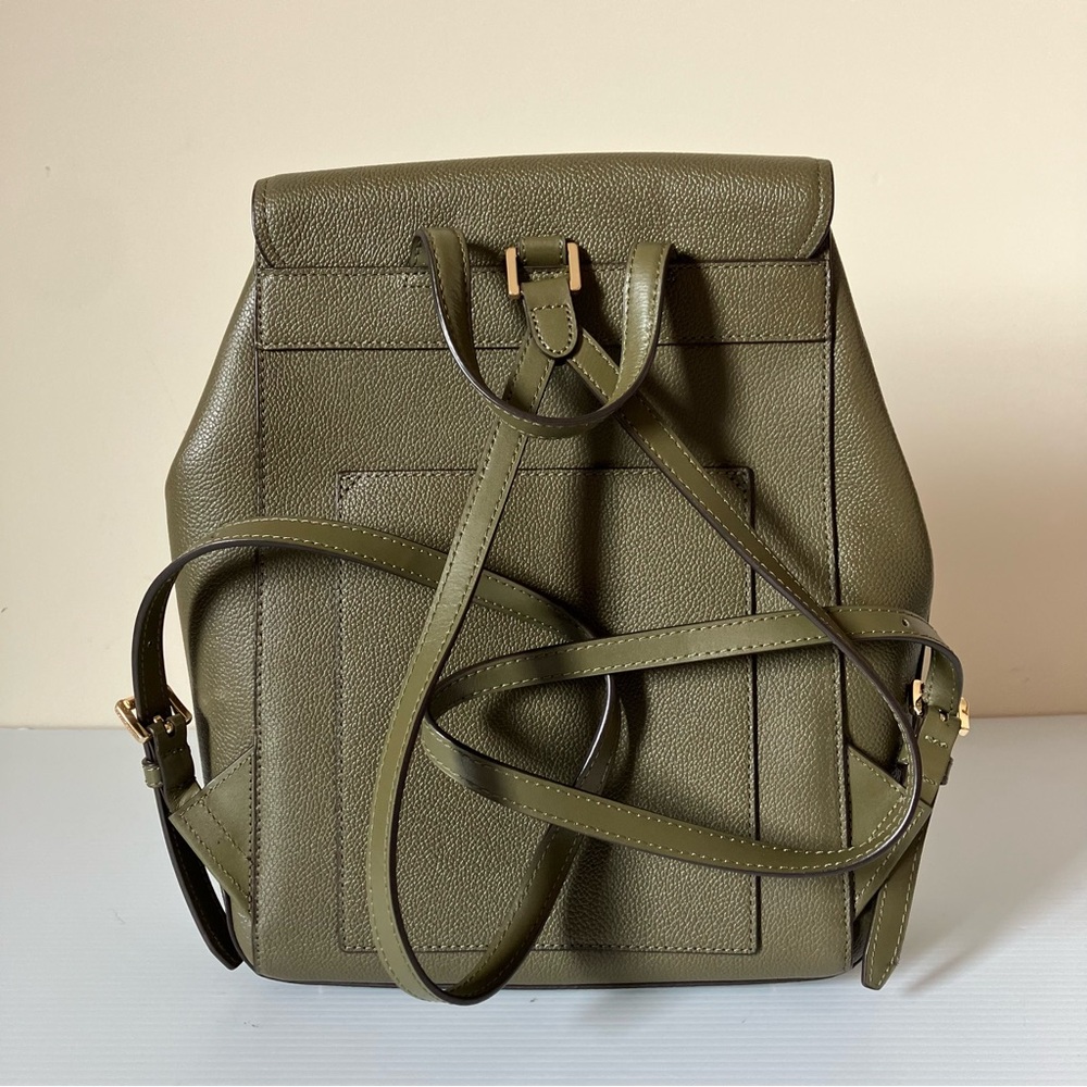 Michael Kors Hayes Medium Leather Backpack in Olive Green - Picture 5 of 9